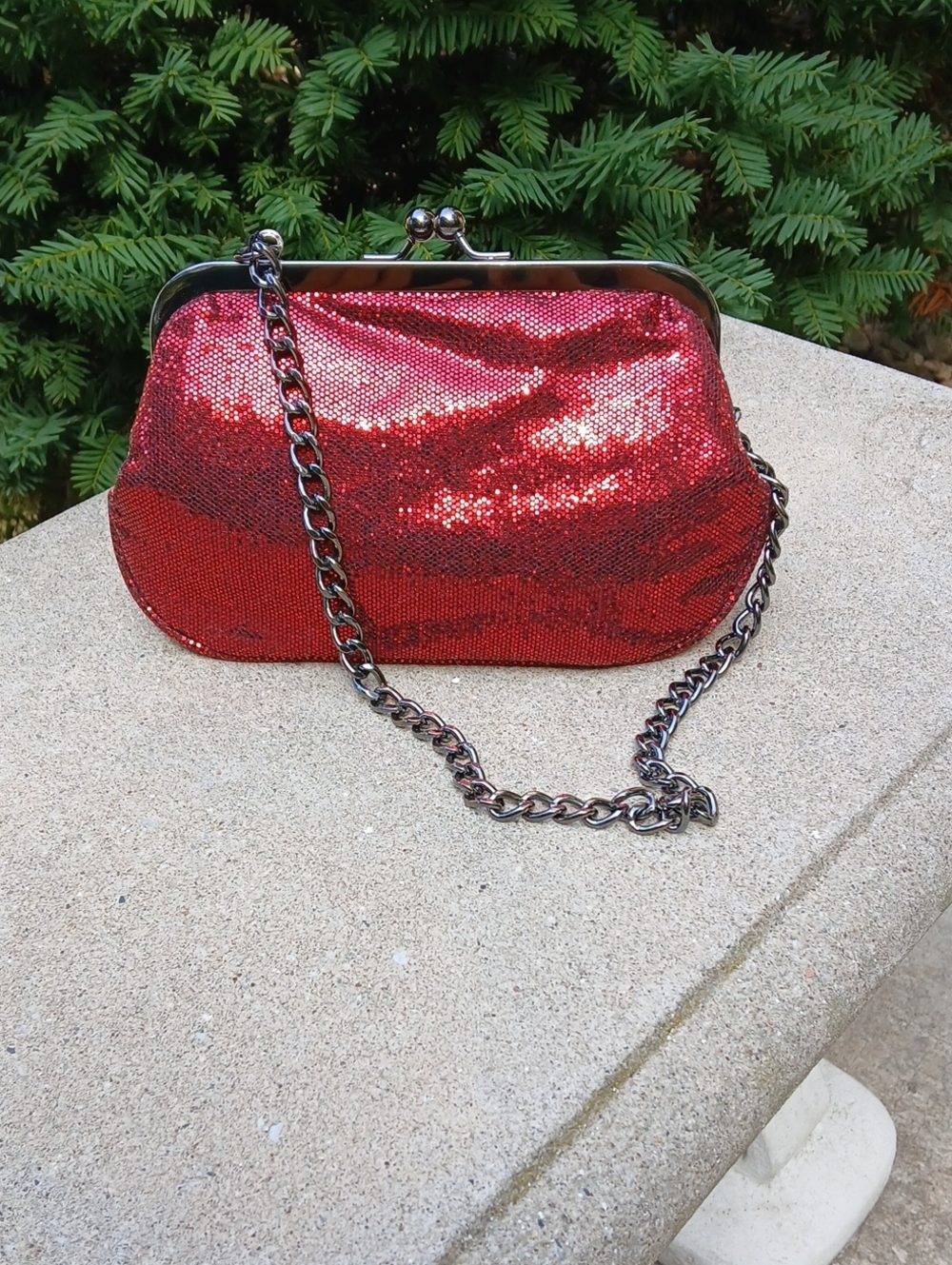 Express Red Kisslock Clutch